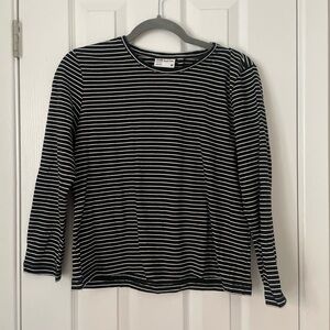 Frank & Oak Black and White Striped Long Sleeve Shirt